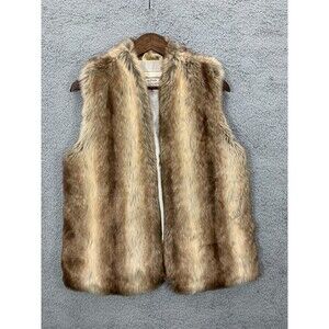 Abercrombie & Fitch Faux Fur Vest in Brown and Cream